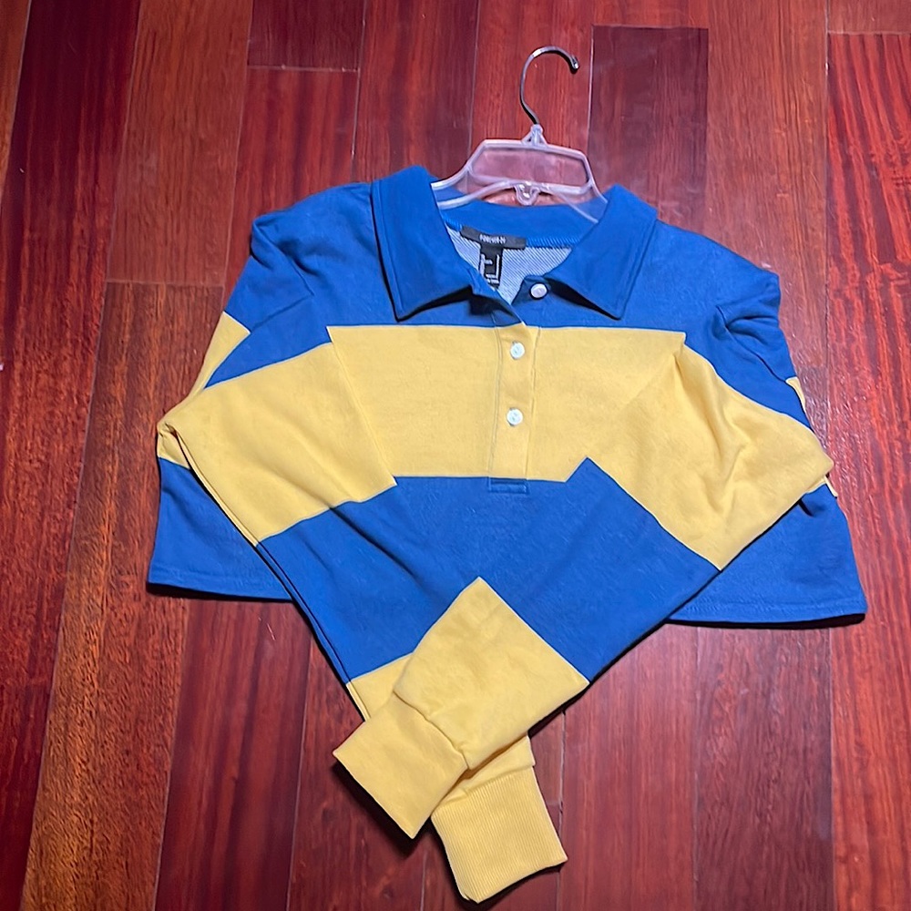 Striped long sleeve polo shirt